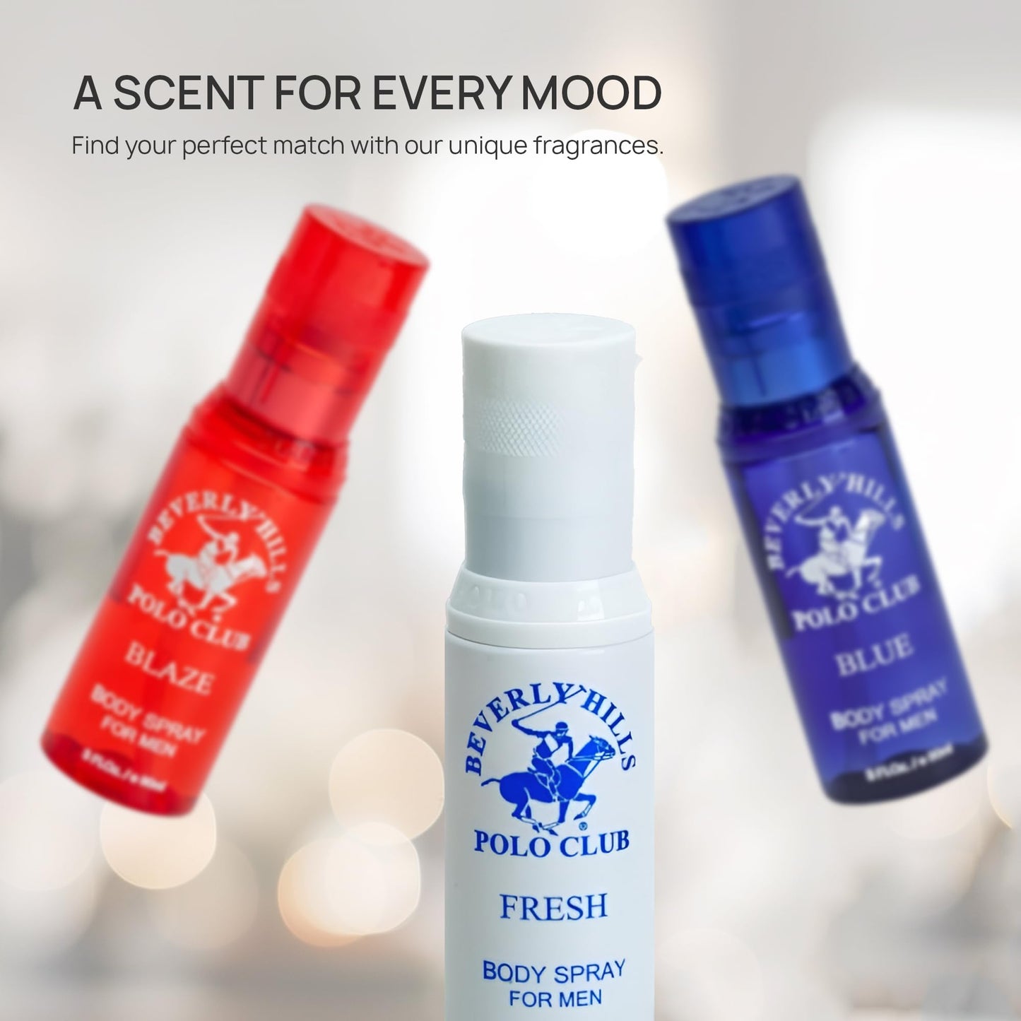 Beverly Hills Polo Club Men's Body Spray Collection - 3 x 3oz Designer Cologne Gift Set for Everyday Freshness & Travel