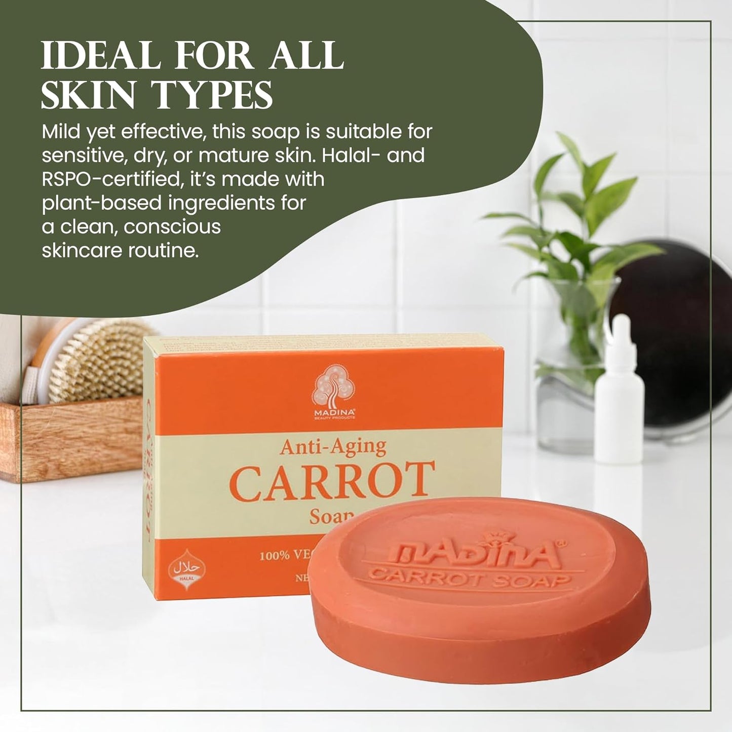 Carrot Soap Bar - Moisturizing Carrot Seed Oil & Shea Butter | Anti-Aging, Vegetable-Based, 6 Pack (3.5 oz Each)