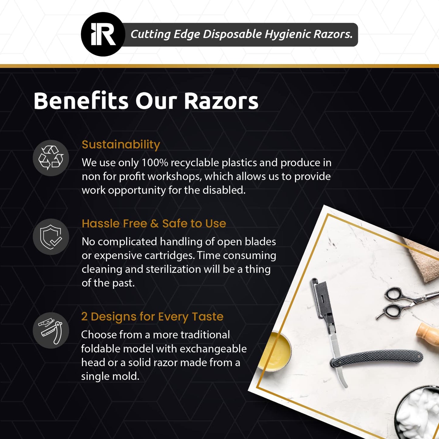 Professional Straight Razors for Men - 100 Disposable Edge Razors with Stainless Steel Blades | Essential Barber Accessories for Close Shaving