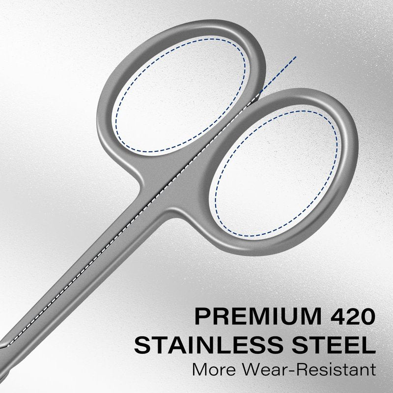 GöSol Cuticle Scissors Russian-Style Ultra Fine Curved Professional Cuticle Scissors 420 Stainless Steel, Precision Pointed Tip Grooming Scissors for Dead Skin; Eyebrow; Eyelash, Includes Leather Case