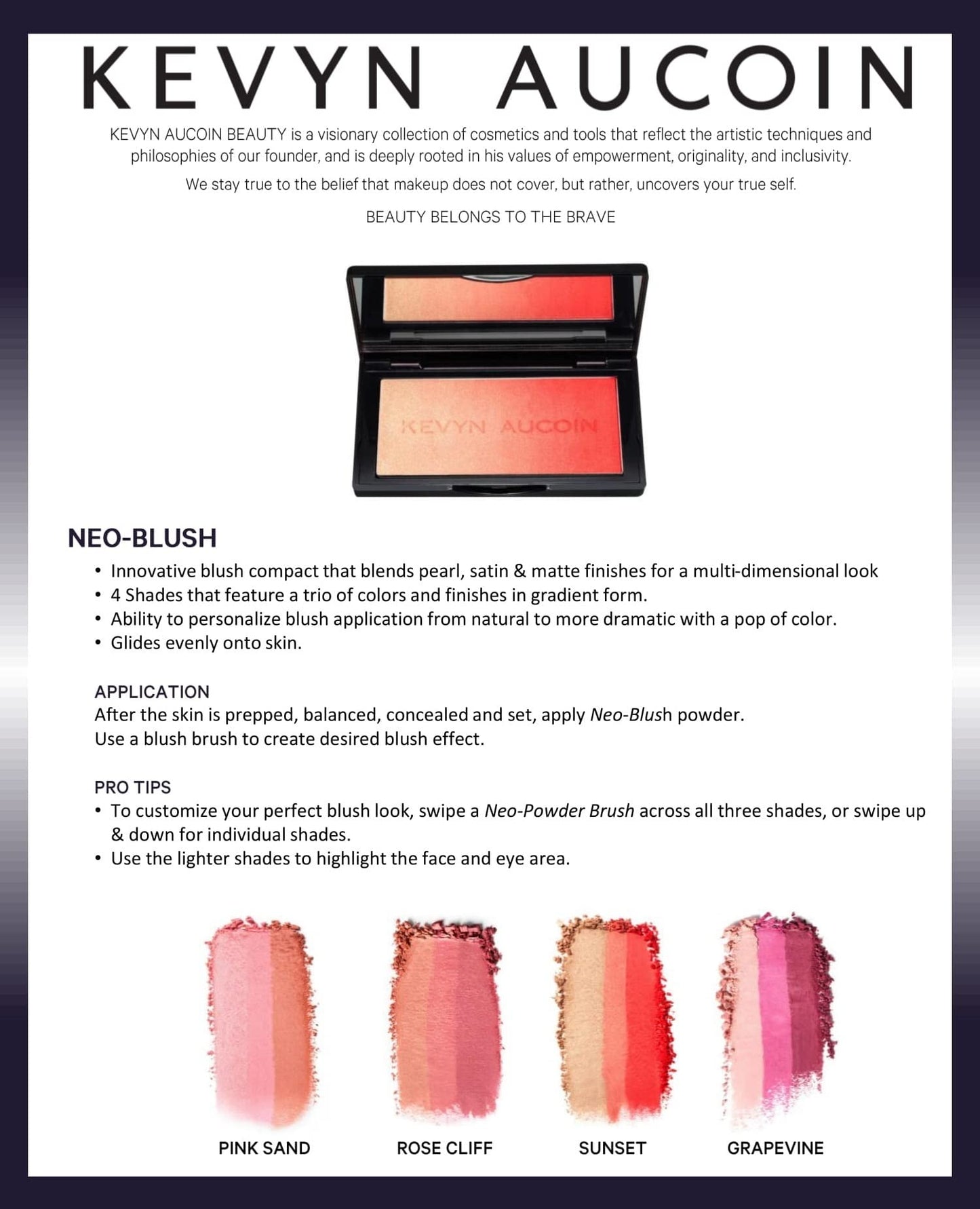Kevyn Aucoin The Neo-Blush - Gradient Trio Richly-Pigmented, Lightweight Powder Cheek Blush & Highlighter Makeup Palette with Pearl, Satin, and Matte Finishes, Sunset, 6.8 g