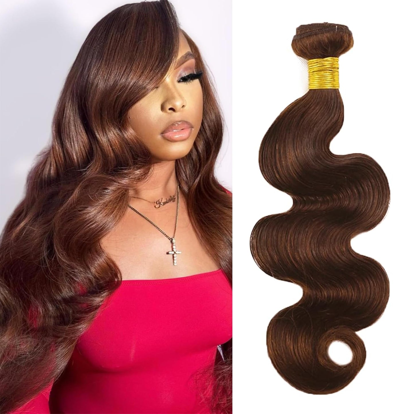 Body Wave Bundles Human Hair Chocolate Brown Human Hair Bundles 28 Inch 1 Bundle Brazilian Virgin Dark Brown Hair Extension 100G/PC For Black Woman #4 Color