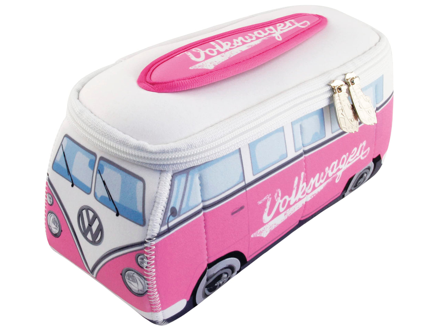 BRISA VW Collection - Volkswagen Neoprene Universal Makeup Cosmetics Toiletry Travel Pharmacy Bag in T1 Bus Design (Pink/Large) (Small (9.1 x 4.3 x 3.1 inches))