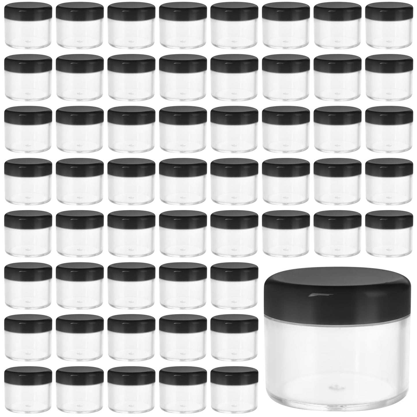 HOIGON 96 PCS 20g 20ml Clear Plastic Sample Containers, Leak-Proof Round Plastic Cosmetic Containers with Black Screw Lids for Creams, Lotions, Makeup, Colored Acrylics