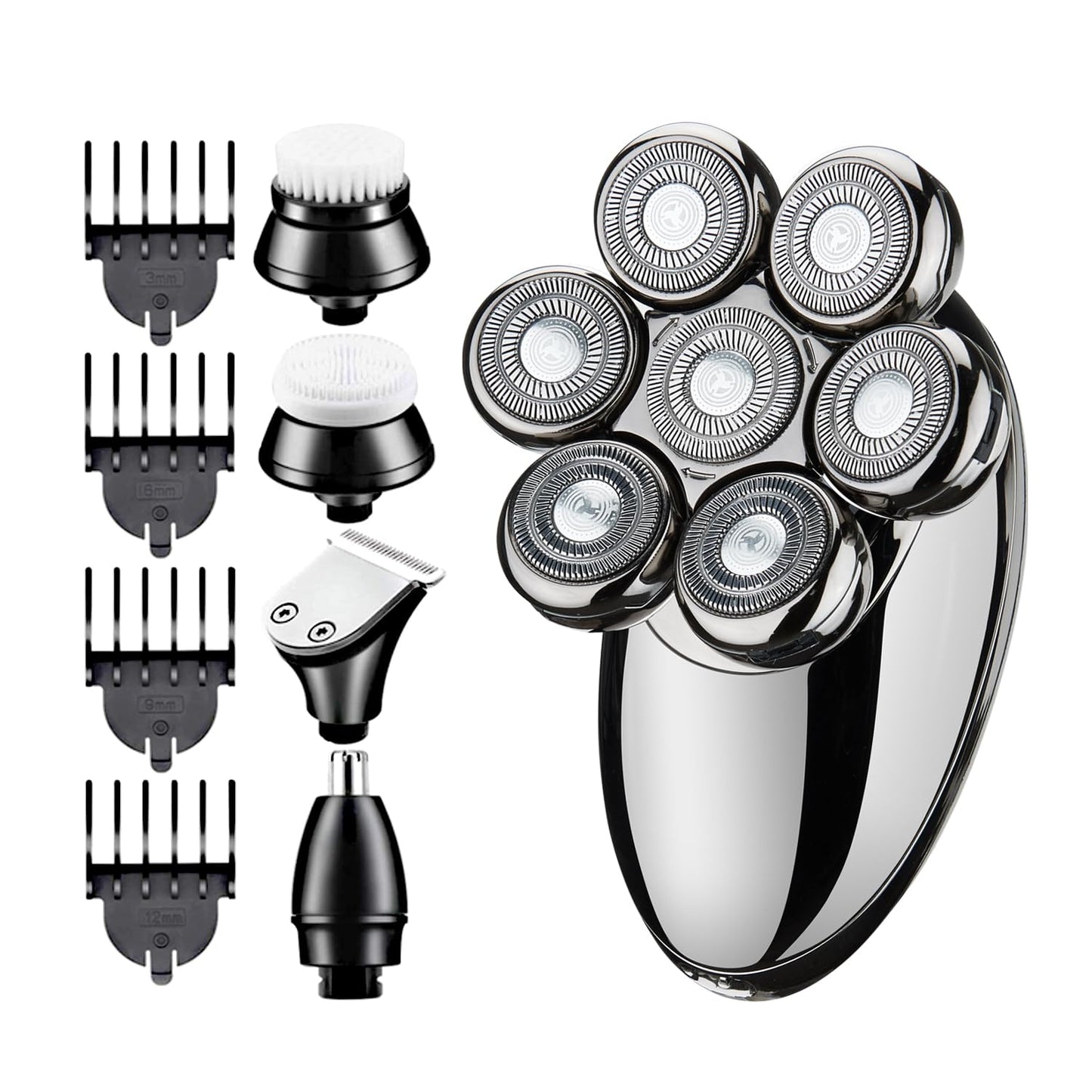 GOAKICHGO Head Shavers for Men, Electric Head Shaver Grooming for Men, 7D Floating Wet & Dry Electric Razor for Bald Heads, Shaving Grooming Set with LED Smart Display, Suitable for Hair/Face/Beard