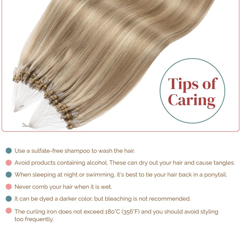 Microlink Hair Extensions Human Hair 14 Inch Blonde Highlight Micro Bead Hair Extensions #16/22 Micro Loop Hair Extension 1g/s 50g