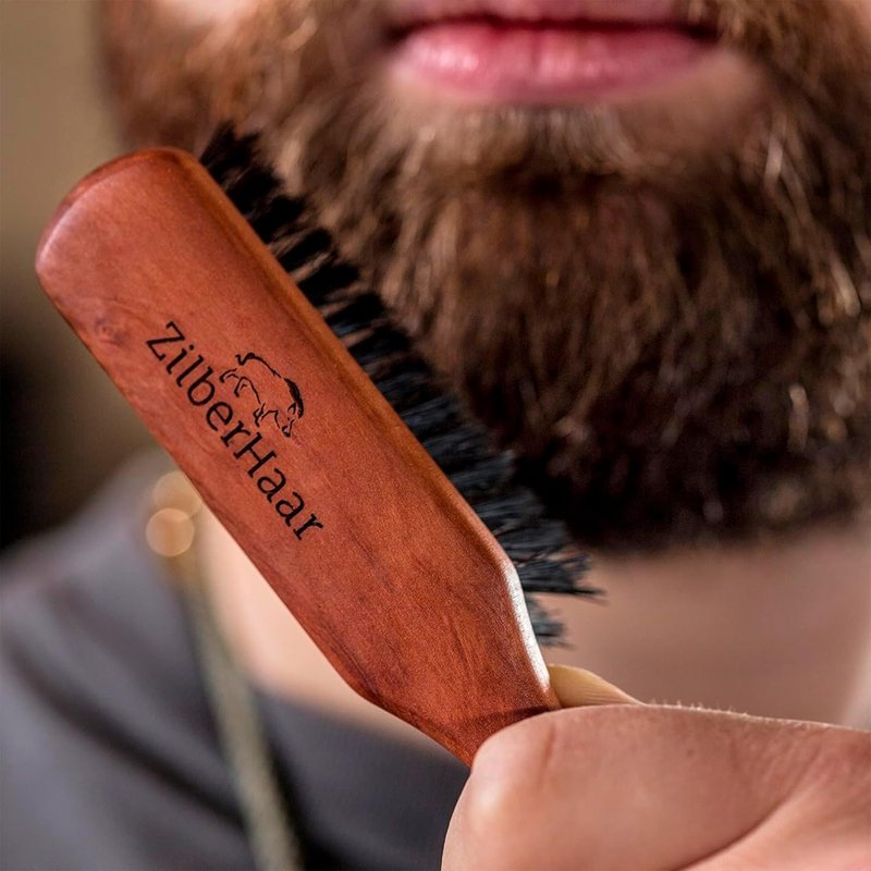 ZilberHaar Beard Brush - Soft Boar Bristles for Grooming | Promotes Growth & Straightens Beards
