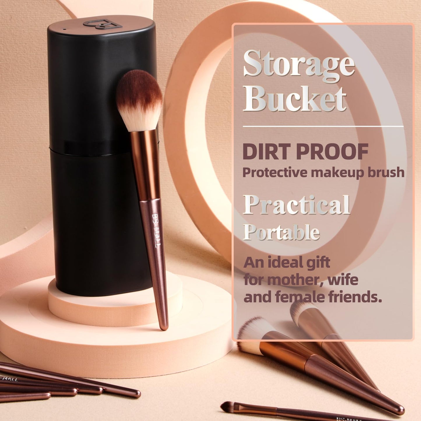 BS-MALL Makeup Brush Set, 18 PCS Professional Makeup Brushes with Case, Premium Synthetic Foundation Powder Concealer Blush Eyeshadow Brushes, Complete Face & Eye Makeup Kit for Beginners & Pros