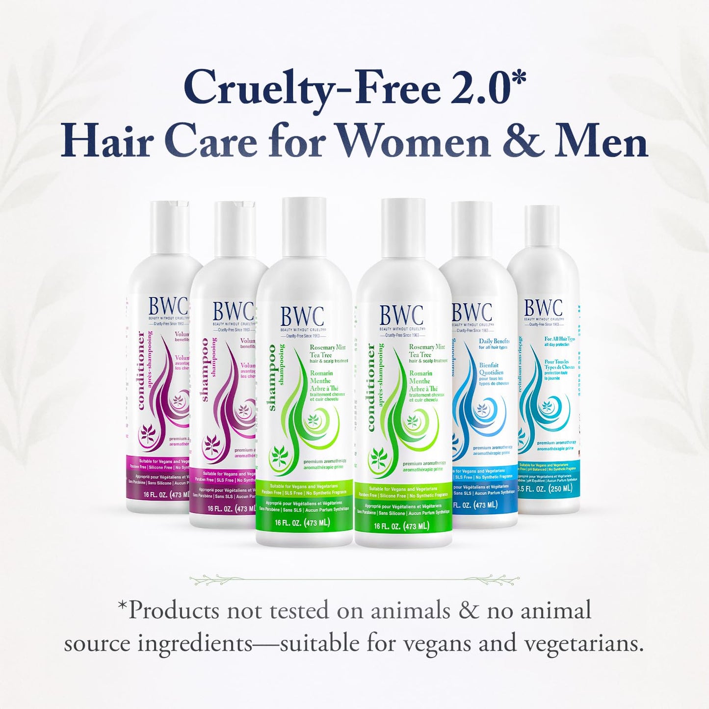 Beauty Without Cruelty Shampoo and Conditioner Set, Clarifying Rosemary Mint Tea Tree – Aromatherapy Hair & Scalp Treatment, SLS-Free, Vegan-Friendly & Cruelty-Free, 16 Oz Ea