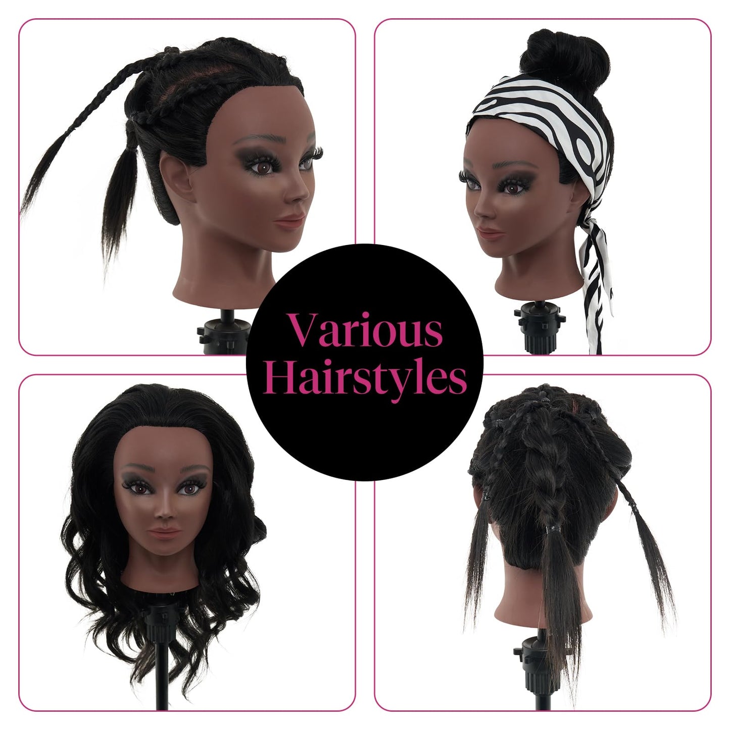 Mannequin Head 80% Human Hair with Tripod Stand, 28 Inch Makeup Cosmetology Manikin Head Braiding Mannequin Head with stand, Hairdressing Training Practice Doll Head for Hair Styling with Table Clamp