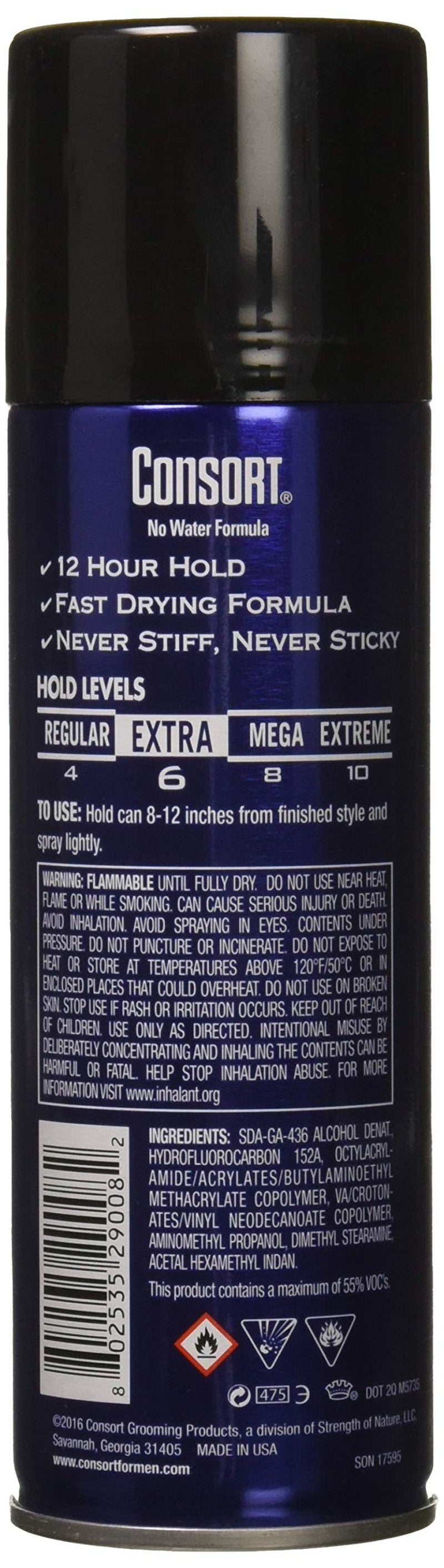 Consort For Men Hair Spray Unscented Extra Hold 8.30 oz (Pack of 3)