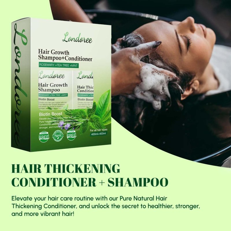Rosemary Hair Growth Shampoo and Conditioner Set for Thinning Hair – Biotin Thickening Shampoo for Hair Loss, Sulfate Free with Mint and Tea Tree Oil for Scalp Care Women & Men 13.5 oz (400ml) Each