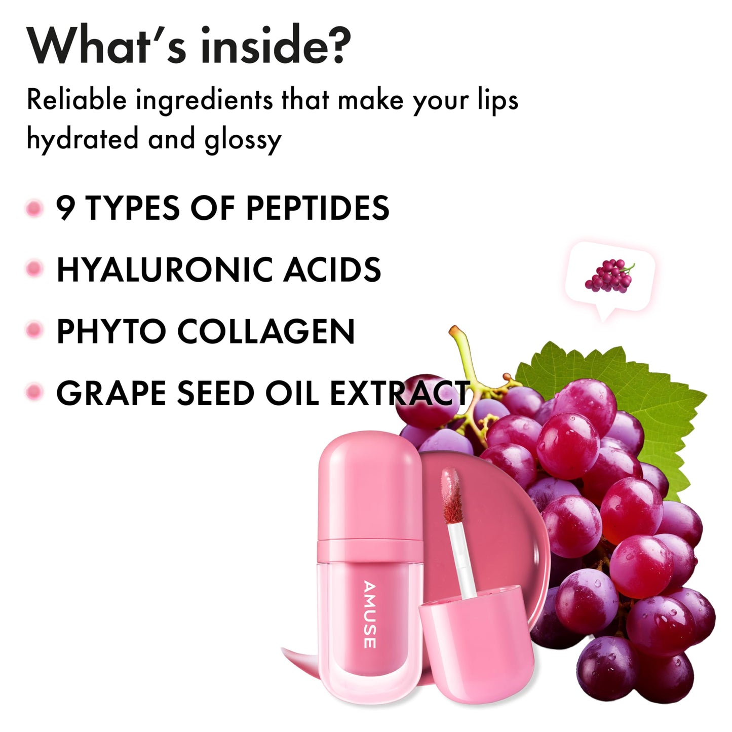 Amuse SEOUL Bebe Tint (08 GRAPE BEBE) - 24 Hour Long Lasting Lip Stain, Glass-Like Plumping, Lightweight, Moisturizing Lip Oil Tint, Hydrating High-Shine Gloss, Vegan Korean Beauty Makeup