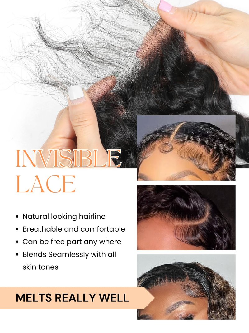 Anmetan 12A Ombre Chestnut Brown 4x4 HD Transparent Lace Closure Water Wave Human Hair, Chocolate Brown 3 Tone Colored T1B/2/30 Soft Unprocessed Remy Natural Hairline with Baby Hair 14 Inch Dark Roots