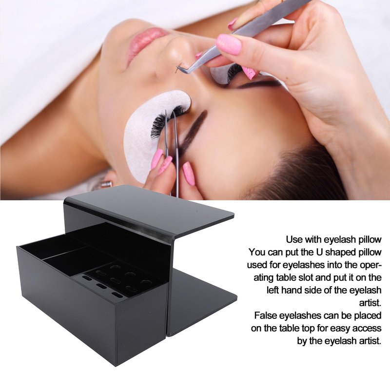 Yosoo Acrylic Eyelash Extension Pillow Shelf Stand, Organizer with 9 Compartments for Eyelash Salons, Eyelash Extension Pillow Shelf Stand Training Schools Eyelash Extension Pillow (Black)