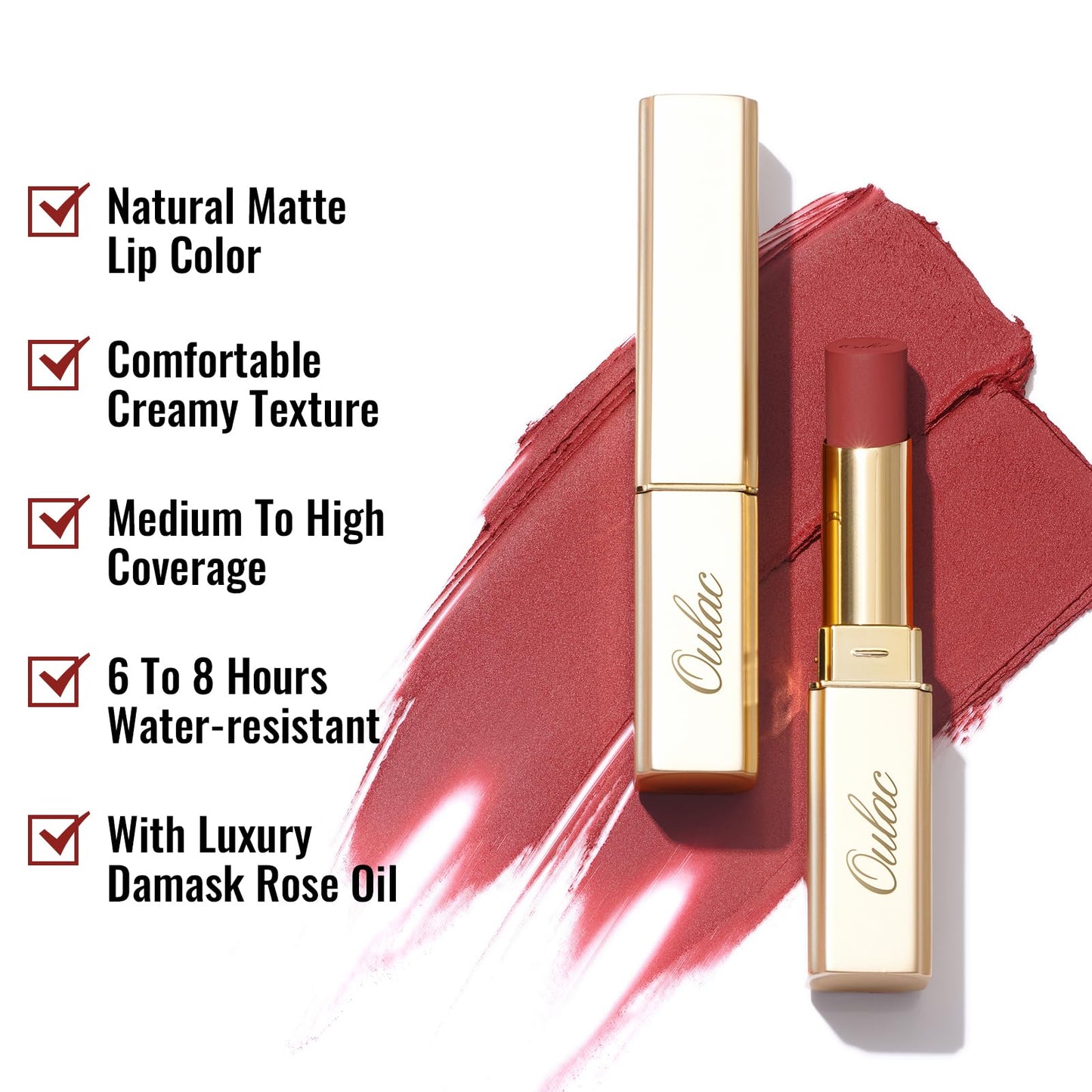 Oulac Nude Matte Lipsticks for Women Set, Silky Velvet Matte Lipstick, Soft Smooth Texture, High Impact Lip Color, Not Dry Lightweight Formula Infused with Vitamin E, Vegan RM02+04+06