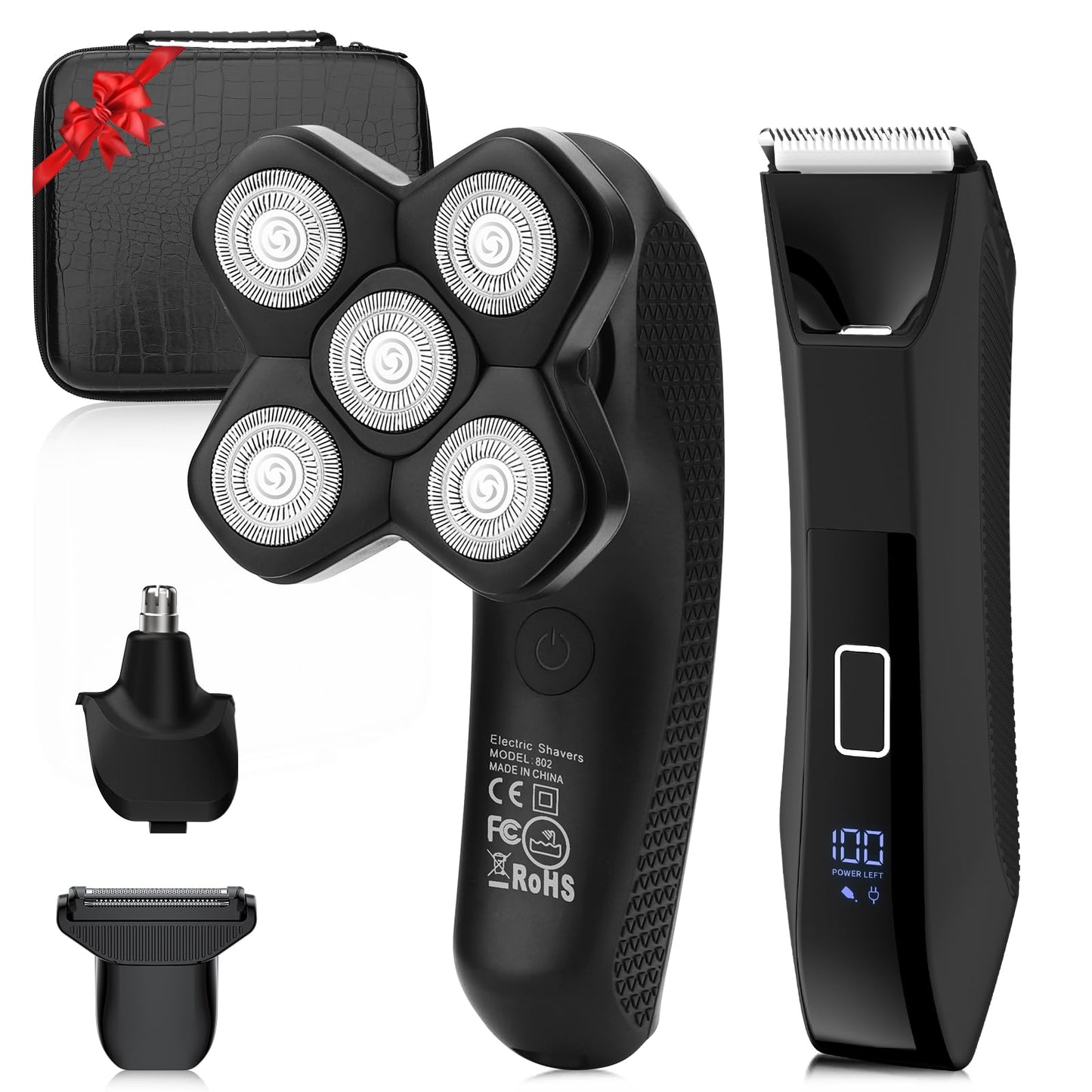 Lanumi Head Shavers for Blade Men Electric Razor 3 in 1 Manscape Groin & Body Hair Trimmer Wet Dry Grooming Kit Led Display ，Gifts for Men