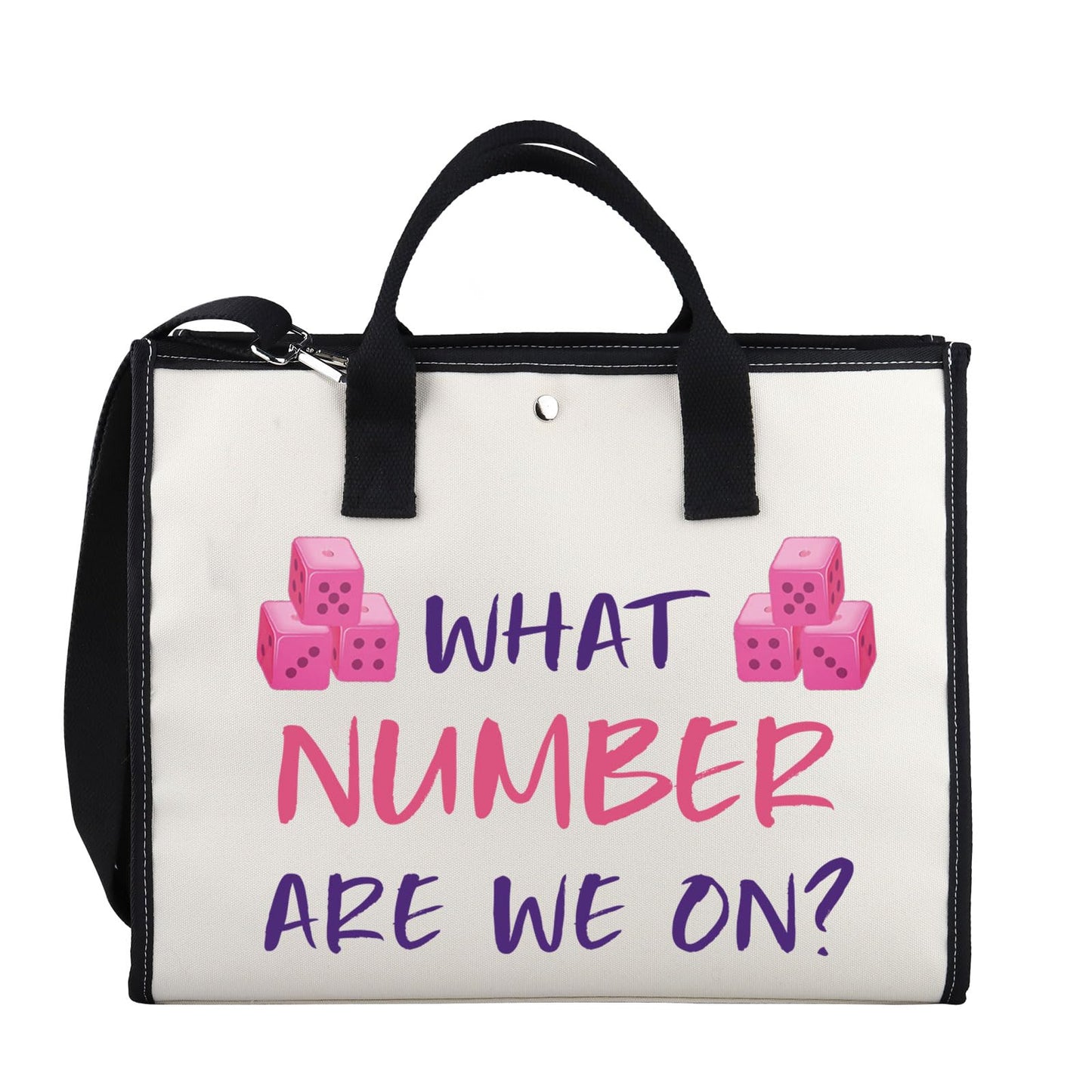Dice Game Tote Bag Party Gift Zipper Pouch Dice Game Player Gift Tote Cosmetic Bag (WHAT NUMBER tote2)