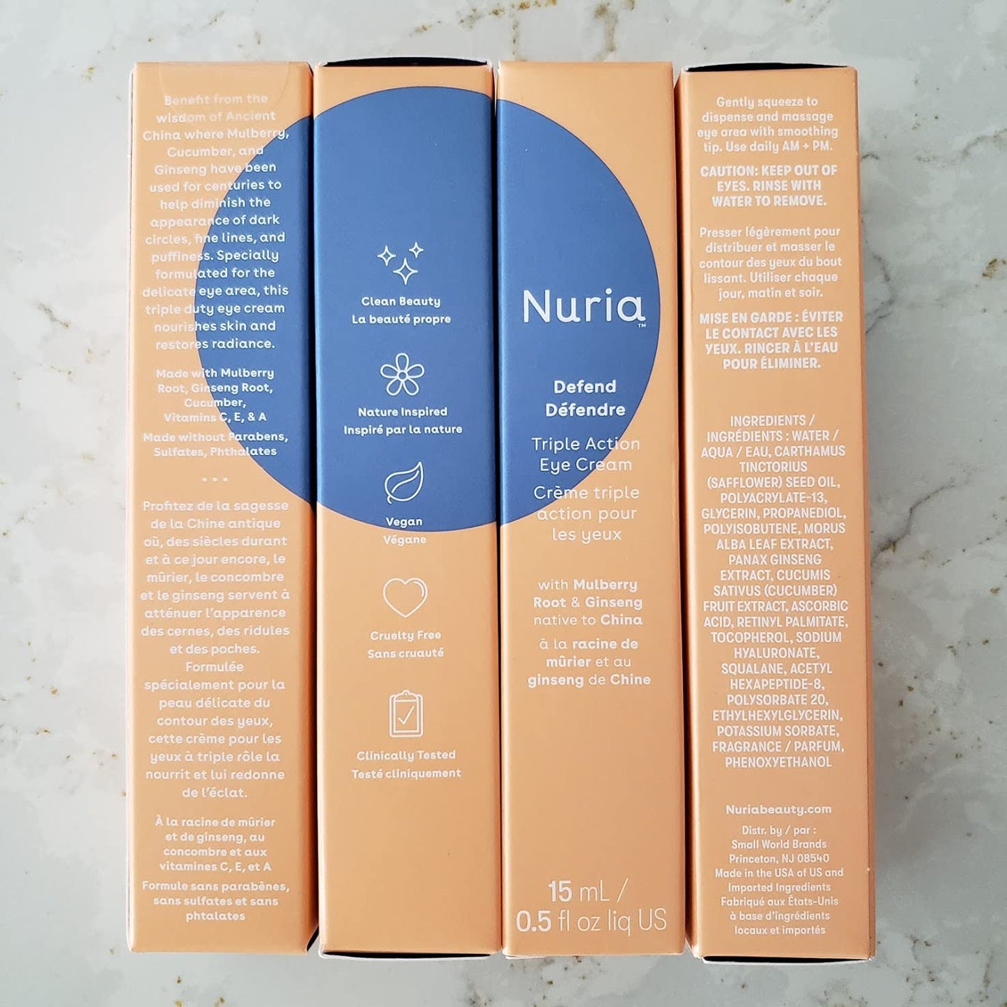 Nuria Defend Triple Action Eye Cream - Reduce Dark Circles & Puffiness | Nourishing Ginseng & Mulberry, 15mL/0.5 fl oz