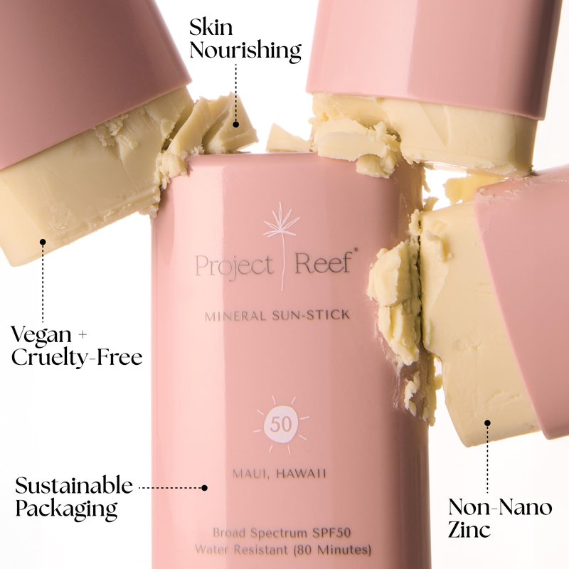 Project Reef SPF 50 Mineral Sunscreen Stick – Compact SPF Stick, Hawaii Reef Act 104 Compliant, Vegan, Ocean-Friendly, Water-Resistant, 0.5 oz