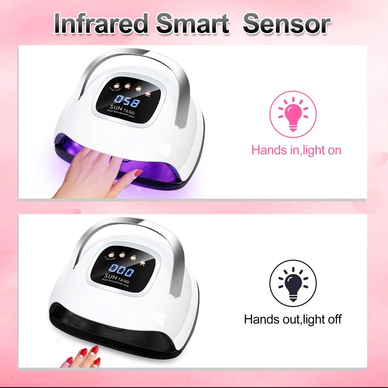 LKE UV Nail Lamp, 72W LED Nail Lamp Nail Dryer Light for Nails with 3 Timer Setting & LCD Touch Display Screen for Home and Salon Use (C-White) (3)