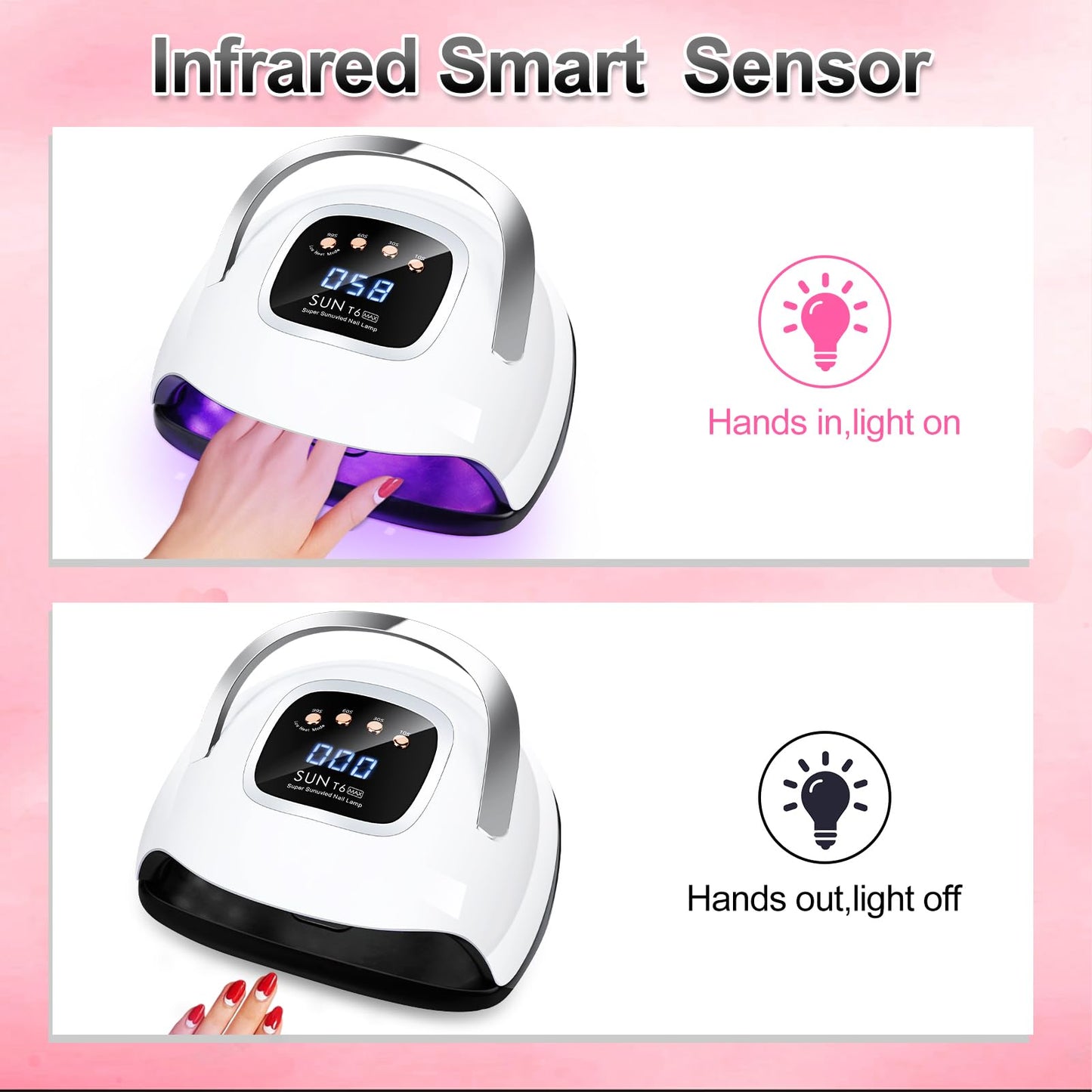 LKE UV Nail Lamp, 72W LED Nail Lamp Nail Dryer Light for Nails with 3 Timer Setting & LCD Touch Display Screen for Home and Salon Use (C-White) (3)