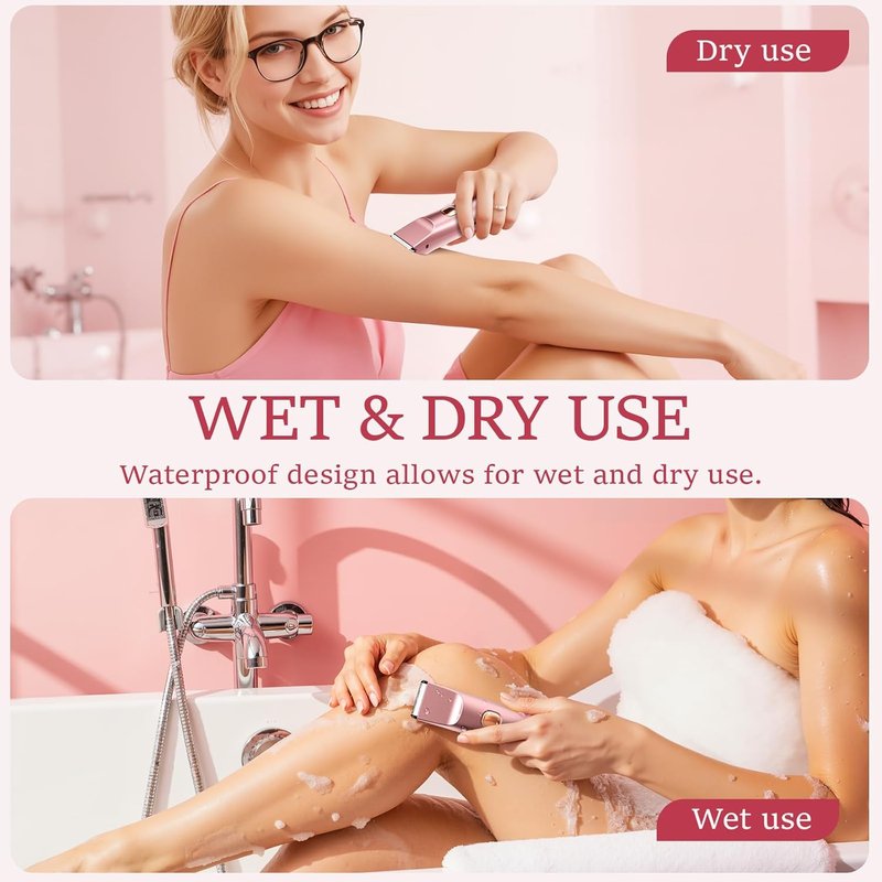 Bikini Trimmer for Women - Electric Waterproof Razor with Dual Heads for Body & Pubic Hair Care
