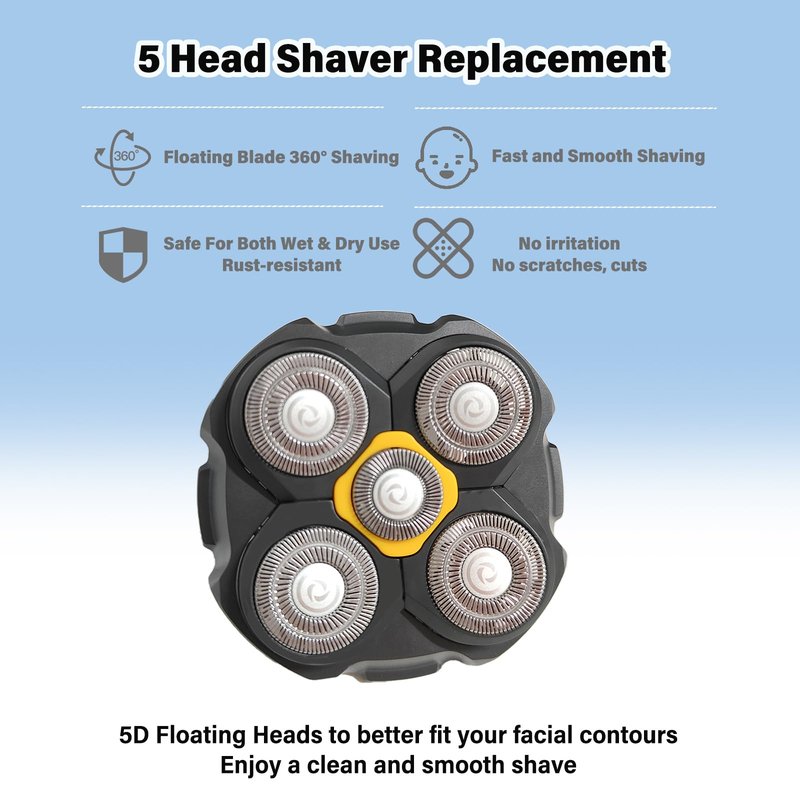 Replacement Heads Compatible with Microtouch Titanium Electric Head Shaver, Titanium Razor Replacement Blades for Micro Touch Head Shaver, Hypoallergenic Hair Clippers Blades for Bald Men - 2 Pack