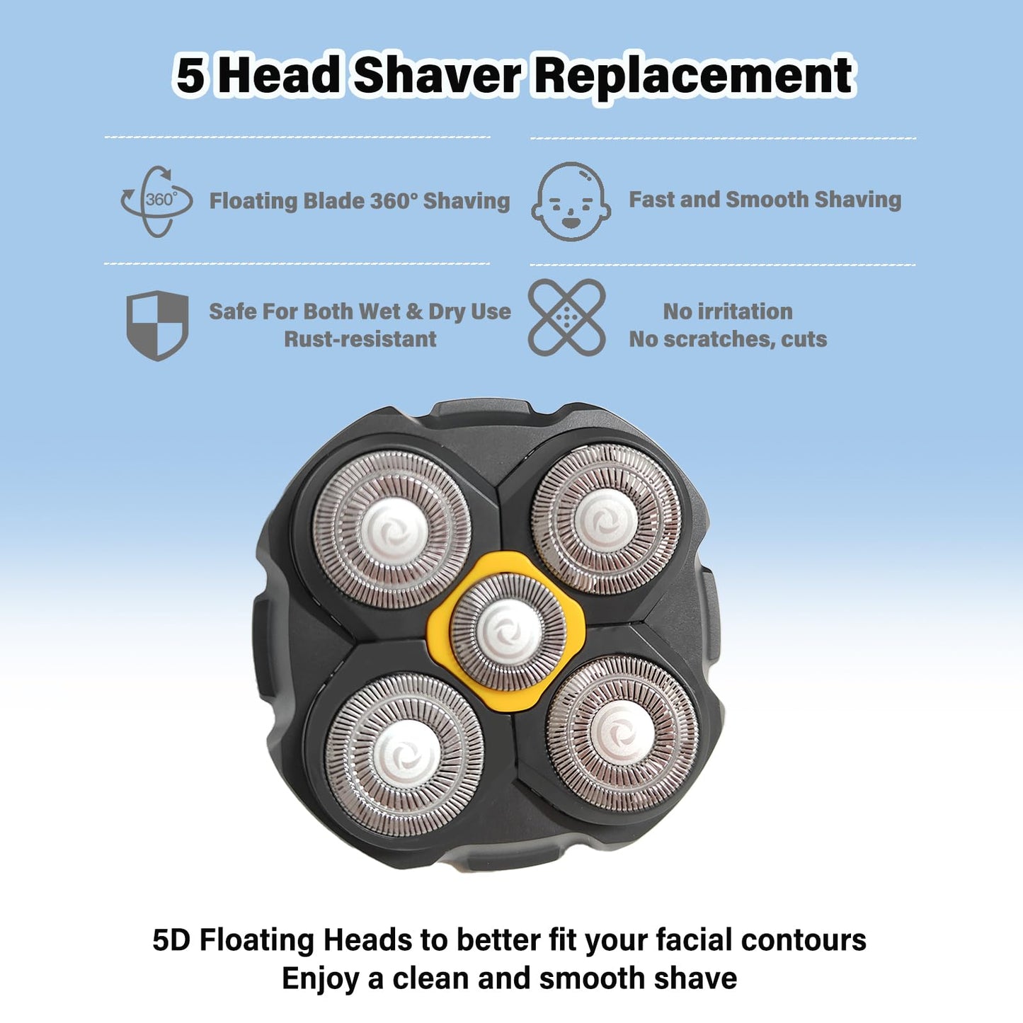 Replacement Heads Compatible with Microtouch Titanium Electric Head Shaver, Titanium Razor Replacement Blades for Micro Touch Head Shaver, Hypoallergenic Hair Clippers Blades for Bald Men - 2 Pack