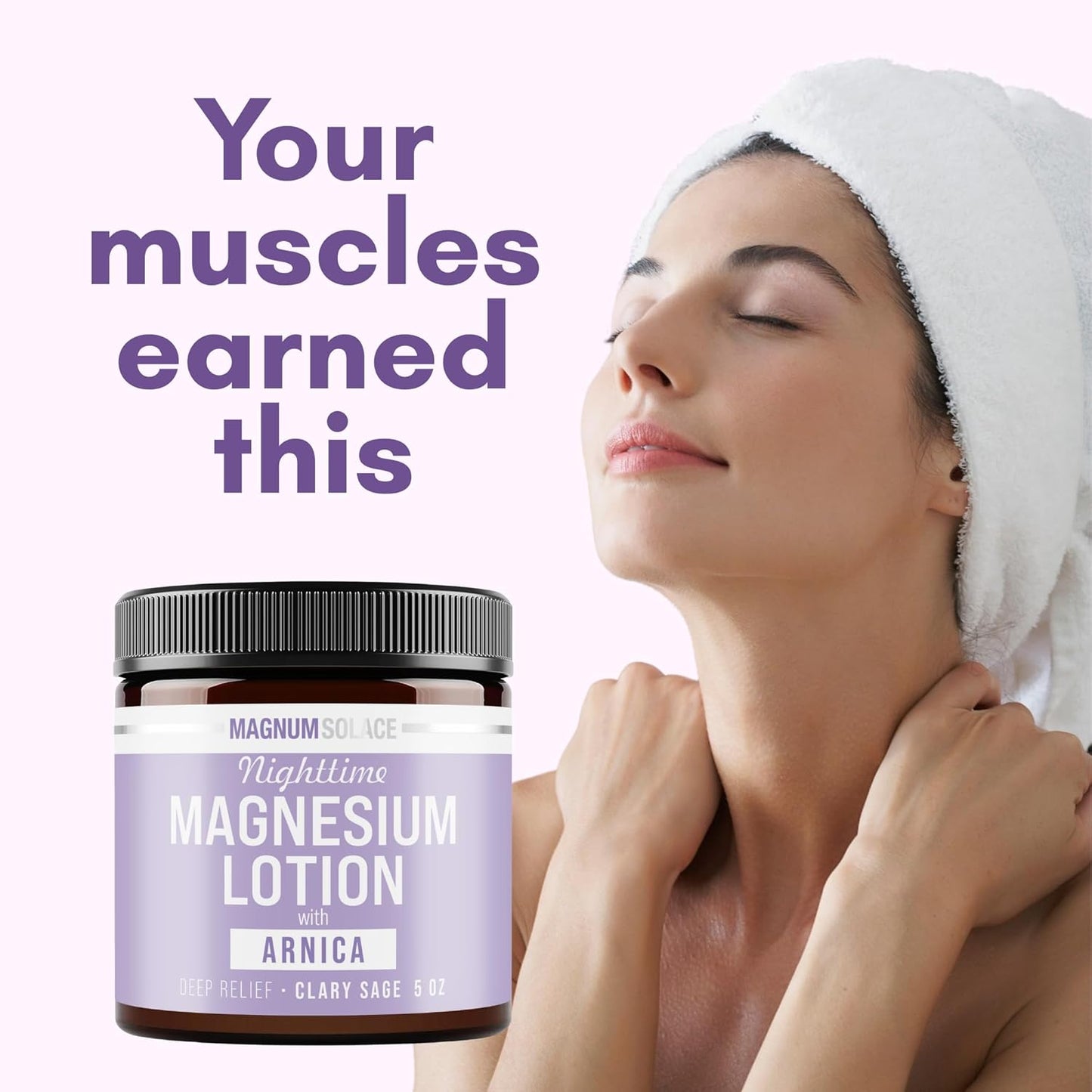Magnum Solace Magnesium Lotion for Nighttime Relief - Soothing Arnica Formula for Muscles & Joints | Skin-Friendly Application
