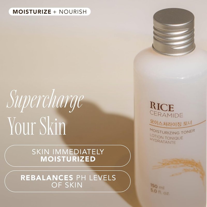 The Face Shop Rice Ceramide Moisturizing Skincare Set - Hydrating Toner & Moisturizer for Dry Skin | Travel Size Gift Set