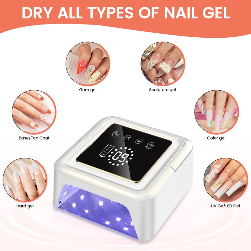 Subay UV Nail Lamp 108W, UV Light for Gel Nail Polish, Cordless LED Nail Lamp with 36 Beads & Touch Display, Nail Light with 4 Timer Mode & Auto Sensor, Fast Curing Nail Dryer for Salon & Home, Purple