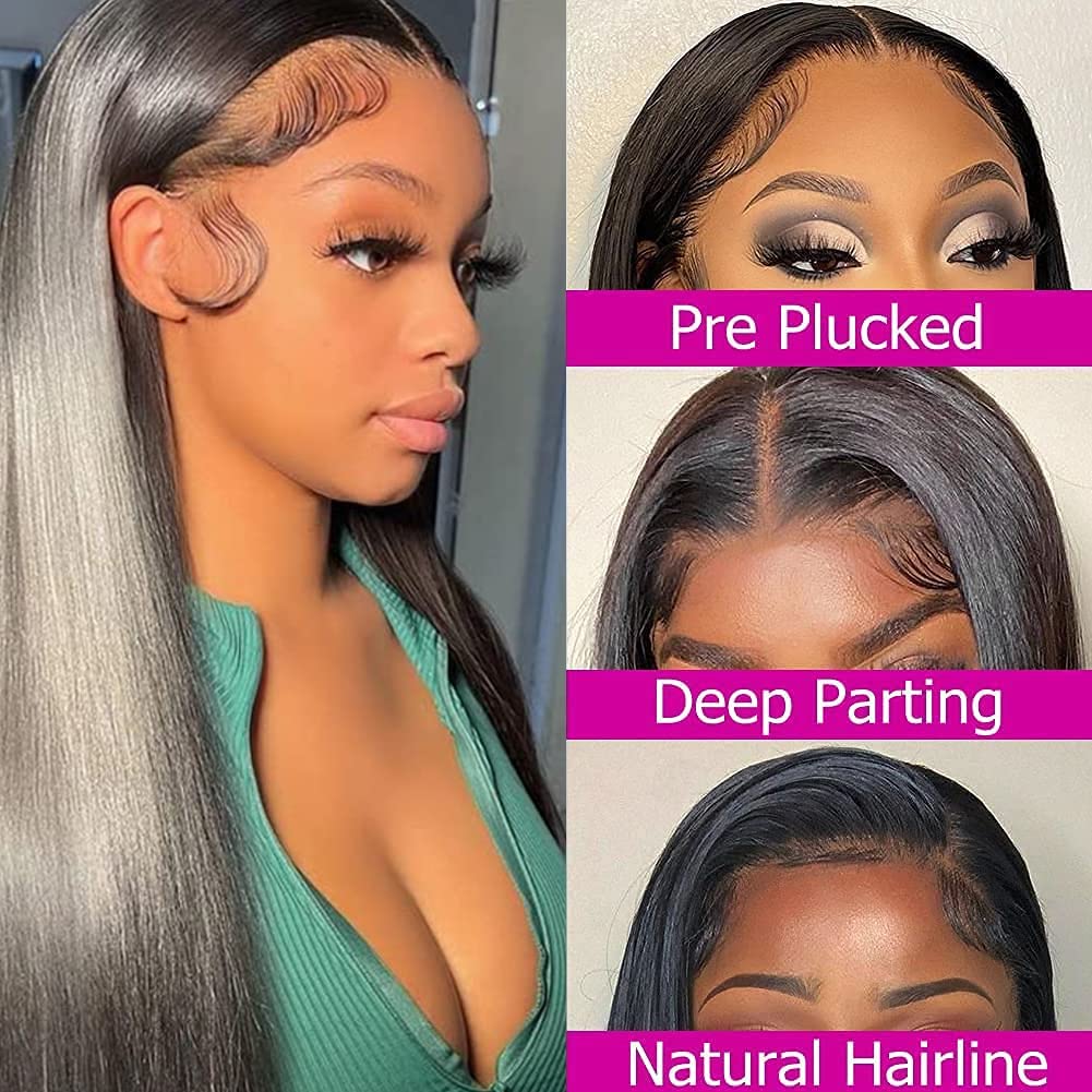 13x4 Lace Frontal Closure Ear to Ear HD Lace Frontal 14 Inch Brazilian Straight Frontal Lace Closure Virgin Human Hair Frontals Natural Black 150% Density