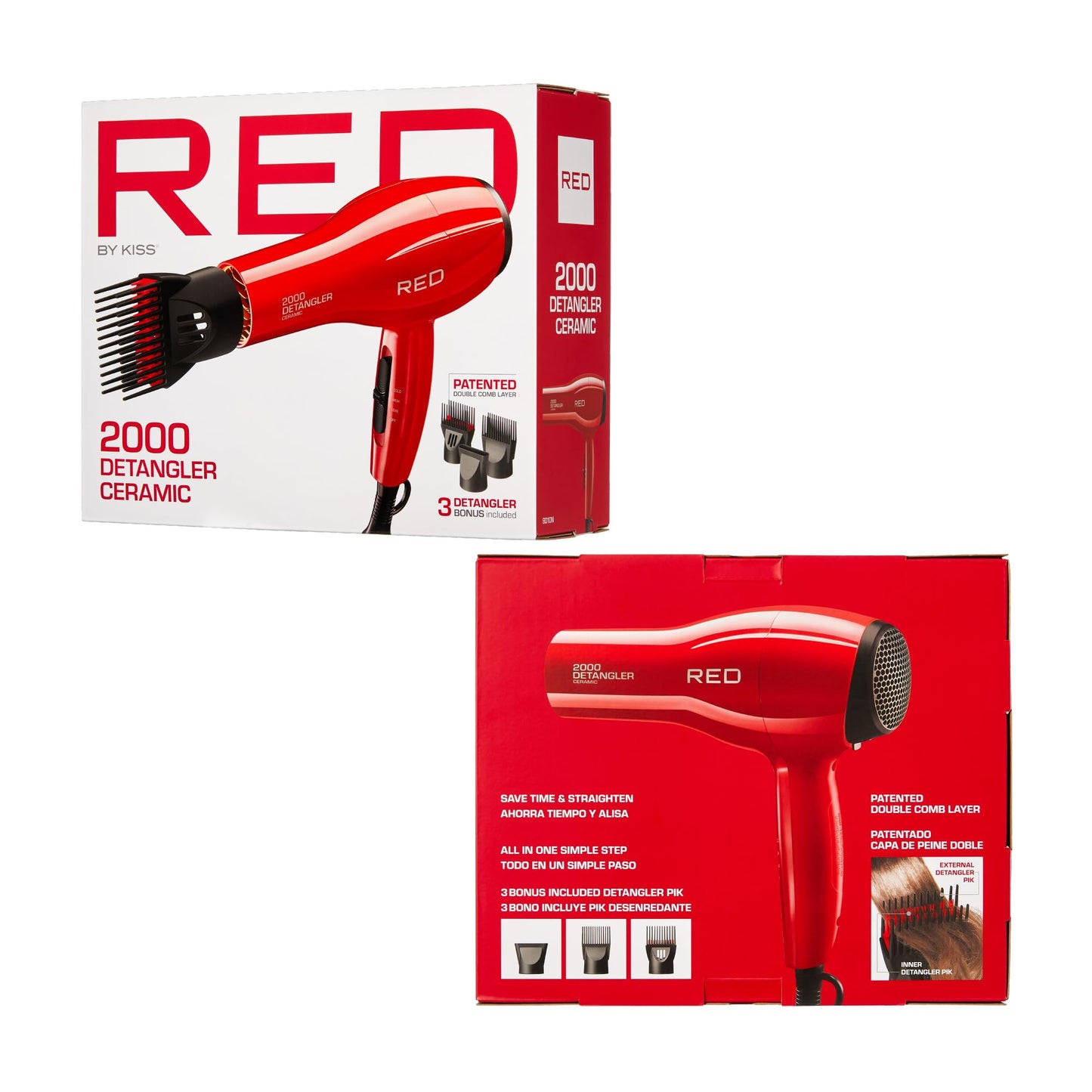 Kiss Products Red Detangler Dryer Plus 3 Attachments, 1.75 Pound