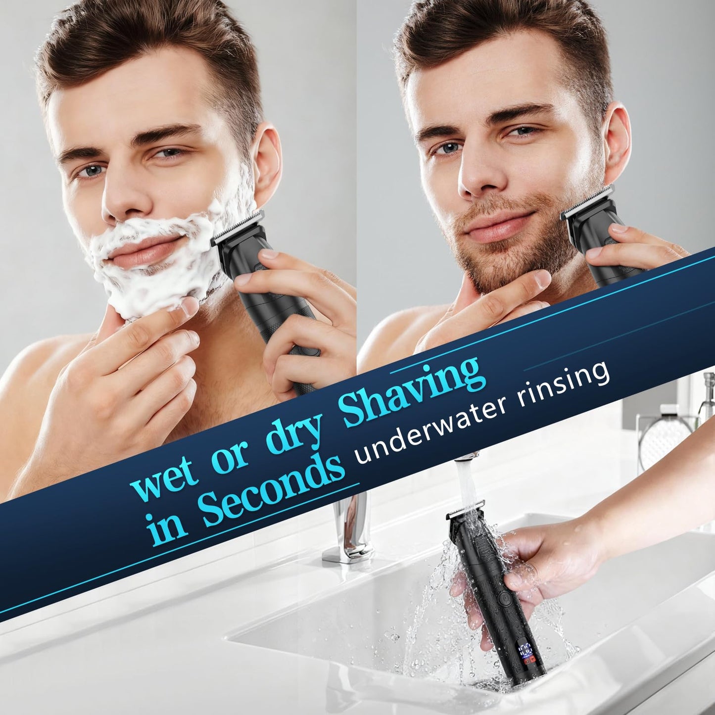 Bomxin Manscape Body & Beard Trimmer for Men,Waterproof,6 in 1 Grooming Kit