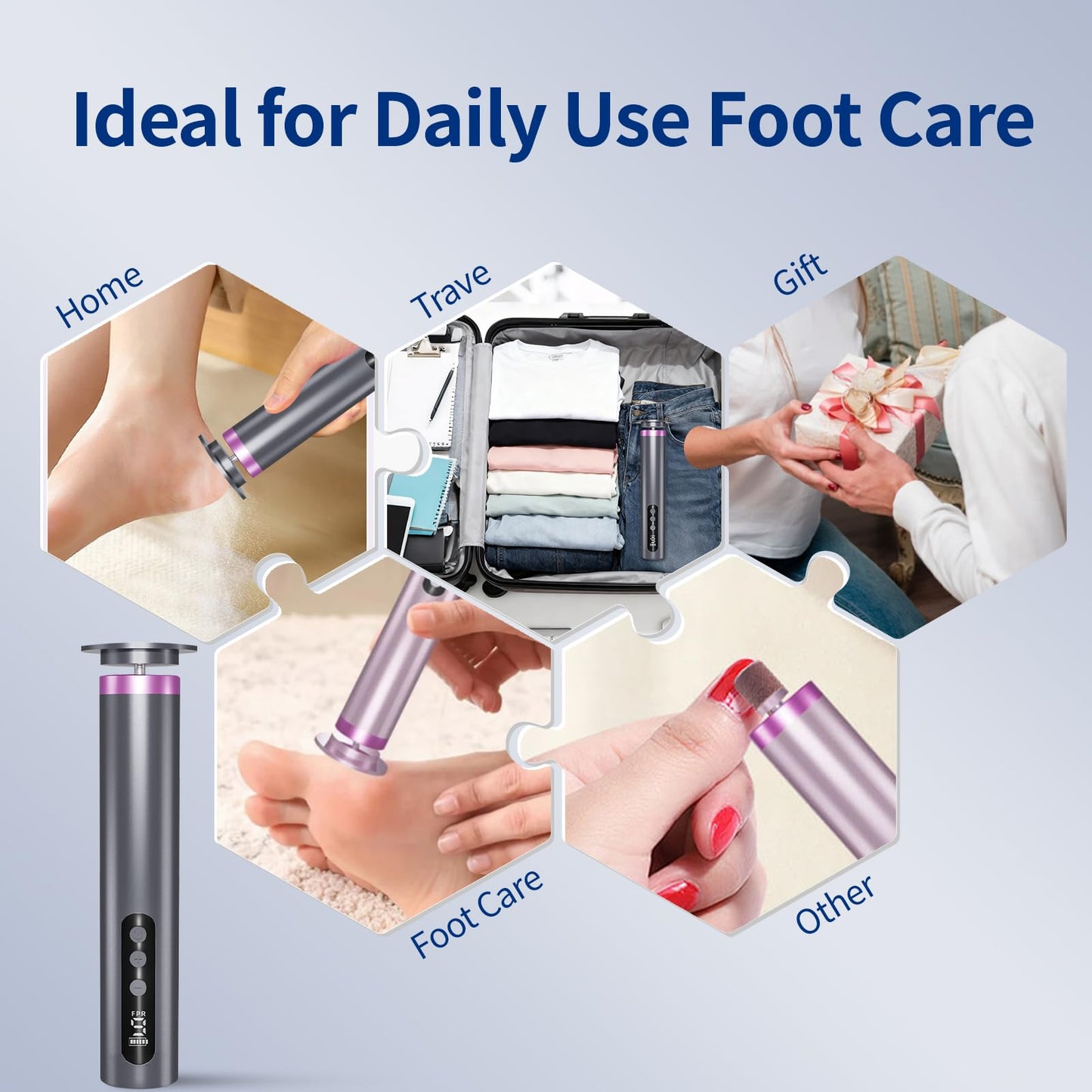 Tpyag Electric Foot Callus Remover, 2-in-1 Feet Callus Remover, 2600mAh Battery, 9-Speed Adjustable Foot Grinding Tool, Includes 100 Sandpaper Sheets and Grinding Heads,Pedicure Tools for Dead Skin