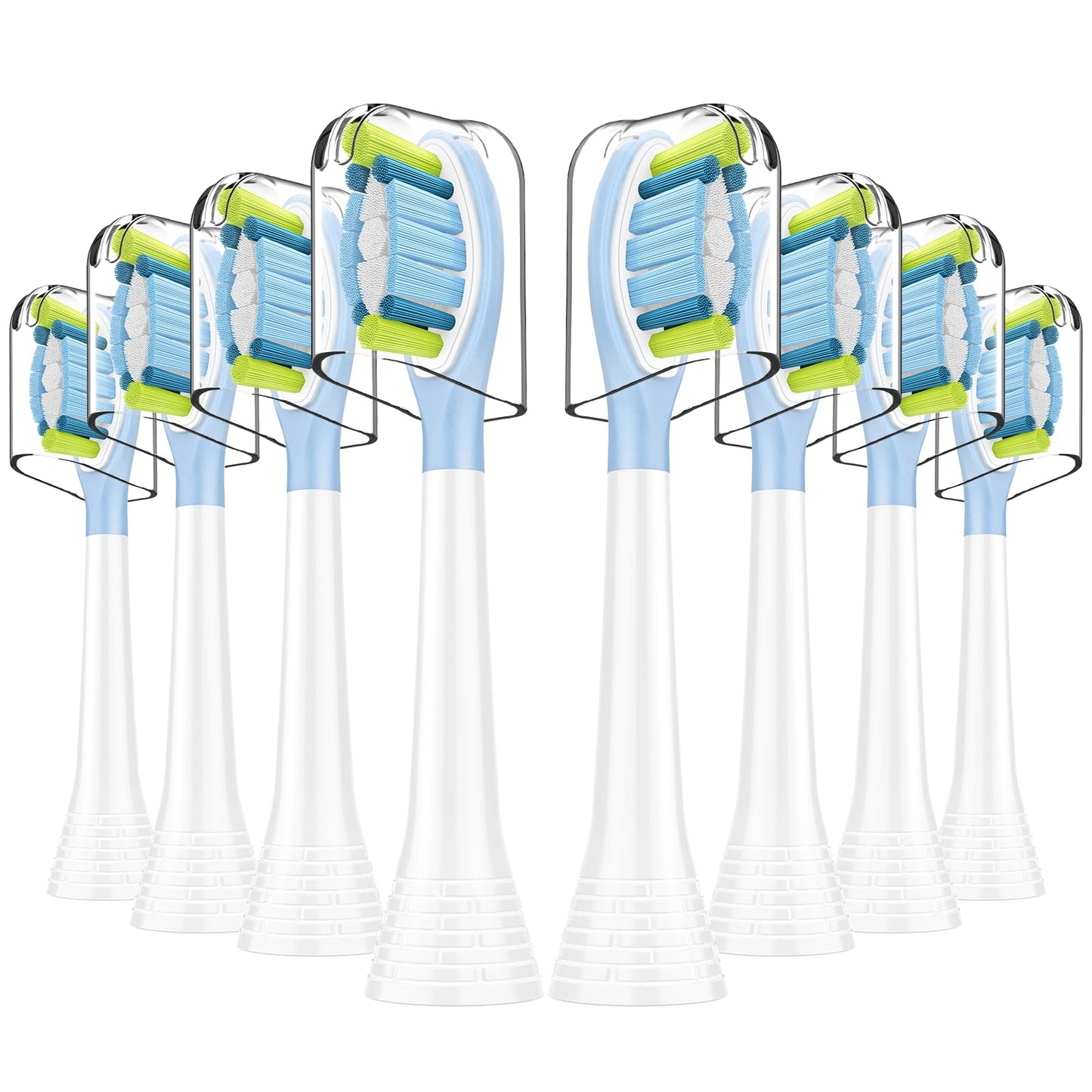 HAPPYMOMO Replacement Toothbrush Heads Compatible with Philips Sonicare DiamondClean Smart/ProtectiveClean 4100/5100/6100, C3/G3/W3/C1/C2 & Other Snap-on Models, Plaque Removal, 8 Pack