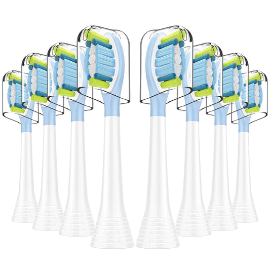 HAPPYMOMO Replacement Toothbrush Heads Compatible with Philips Sonicare DiamondClean Smart/ProtectiveClean 4100/5100/6100, C3/G3/W3/C1/C2 & Other Snap-on Models, Plaque Removal, 8 Pack
