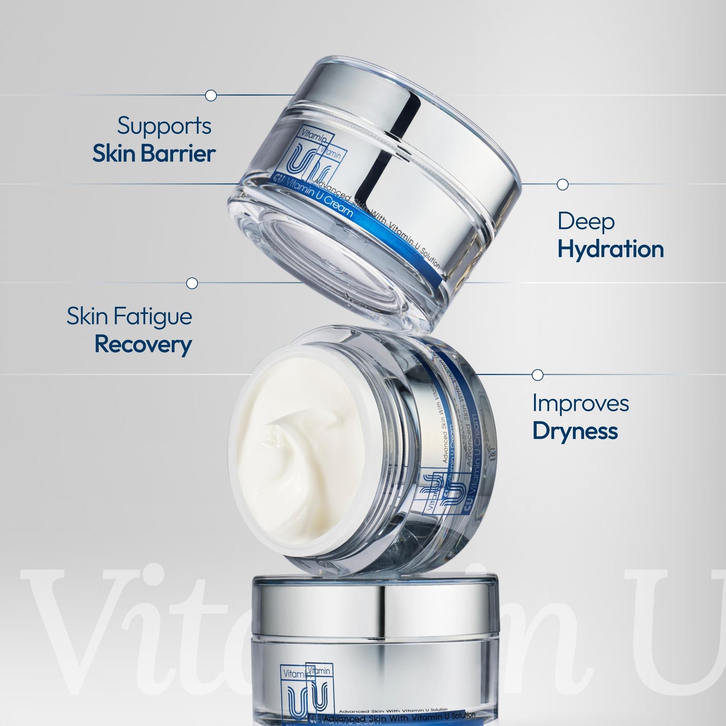 CU: VITAMIN U Moisturizing Cream for Face, Korean Skincare Hydrating Facial Cream with Adenosine, Niacinamide, and Ceramide, promotes Anti-Aging Skin, 50ml (1.69 Fl. Oz.)