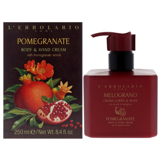 L'Erbolario Body and Hand Cream - Natural Moisturizing Hand Lotion for Women and Men - Long-Lasting Citrus and Fruity Scent - Pomegranate - 8.4 oz