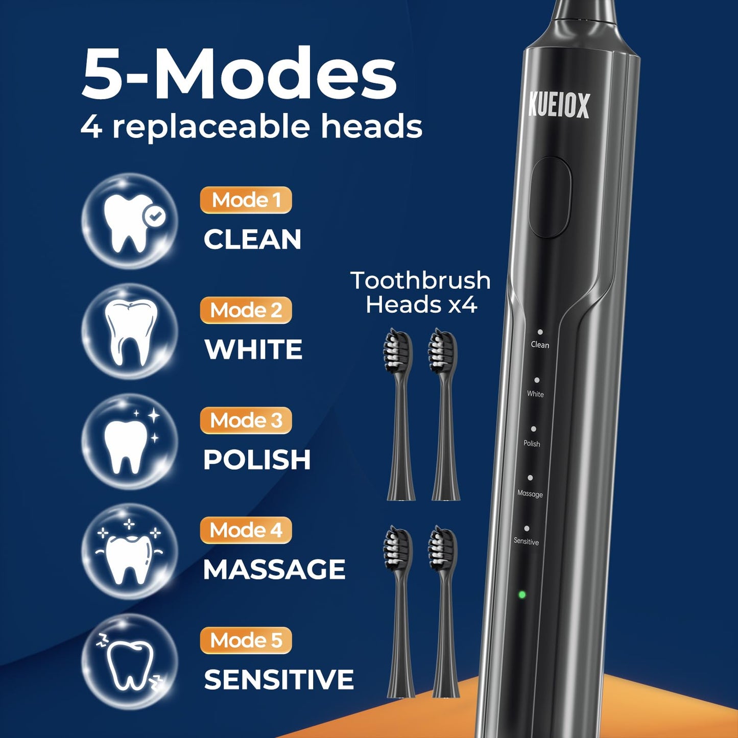 KUEIOX Electric Toothbrush with Water Cordless Flosser, 320ML Portable Travel Water Dental Flosser for Teeth with 5 Modes & 6 Jet Tips & IPX7 Waterproof for Teeth Cleaning and flossing (Black)
