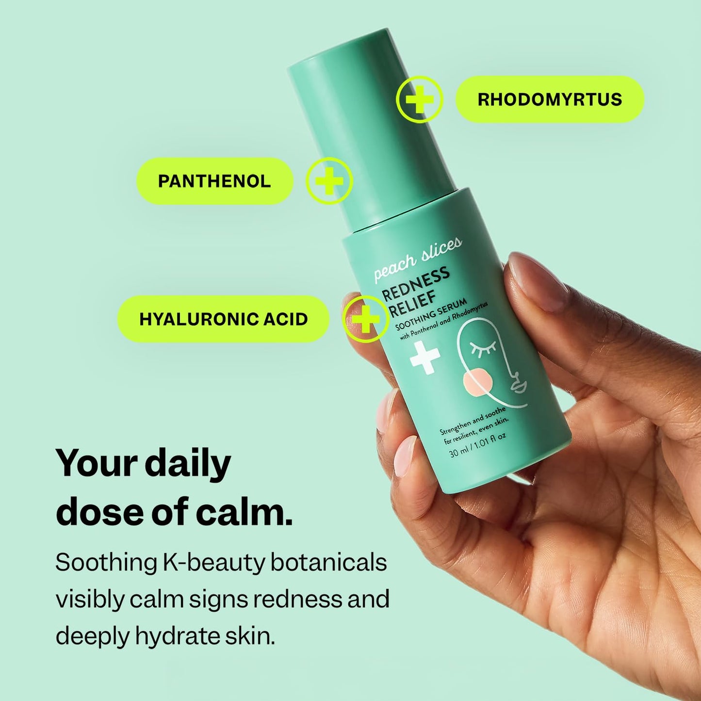 Peach Slices - Redness Relief Soothing Serum (1.01 oz) - Strengthen & Soothe - Resilient & Even Skin - Panthenol, Rhodomyrtus, Cica, & Allantoin - Vegan, Cruelty Free, Korean Skin Care & Beauty