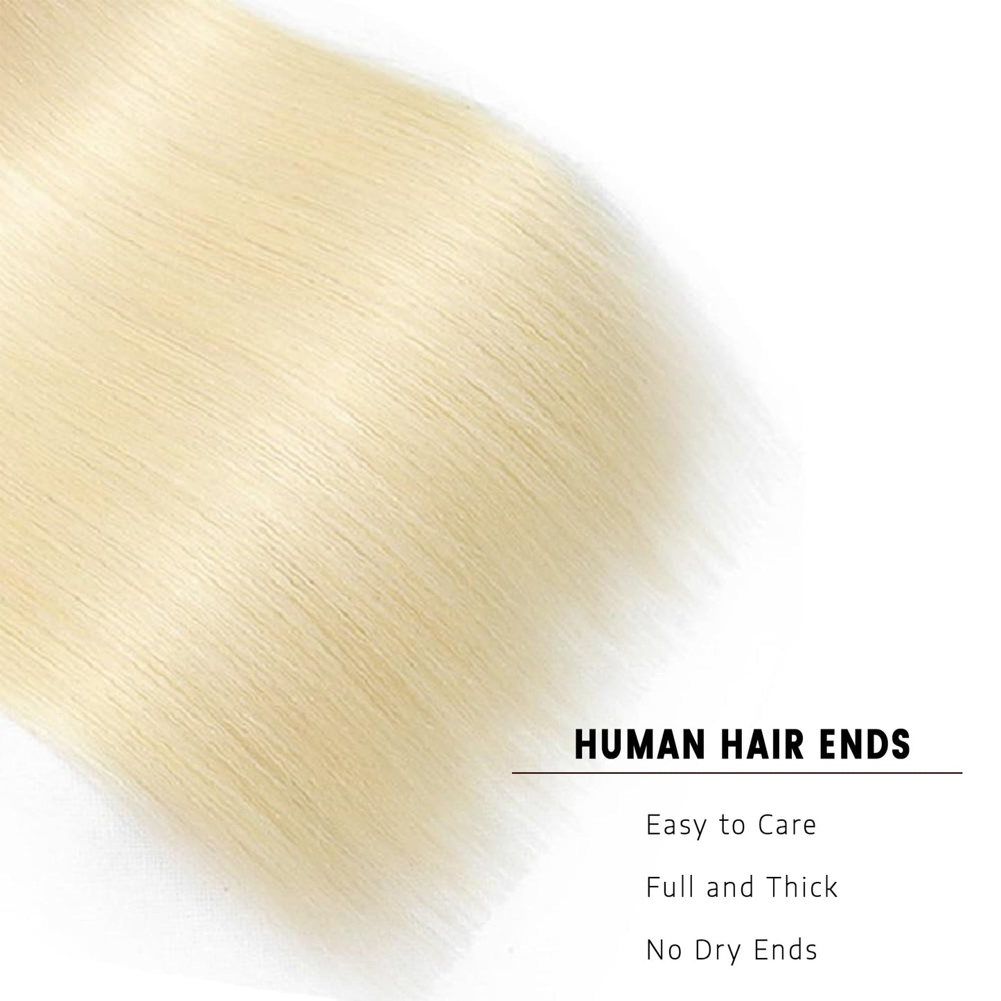 Blonde Straight Human Hair Bundles #613 Honey Blonde (14 16 18 Inch) Unprocessed Virgin Human Hair Extensions 3 Bundles 300g Total Double Weft for Black Women