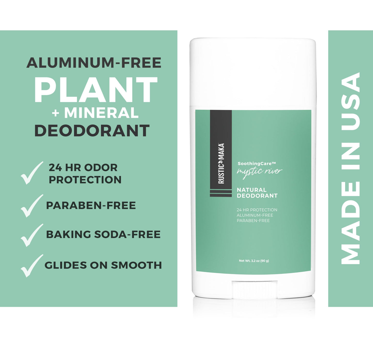 Rustic MAKA Natural Deodorant, Mystic River, Aluminum Free, Baking Soda Free