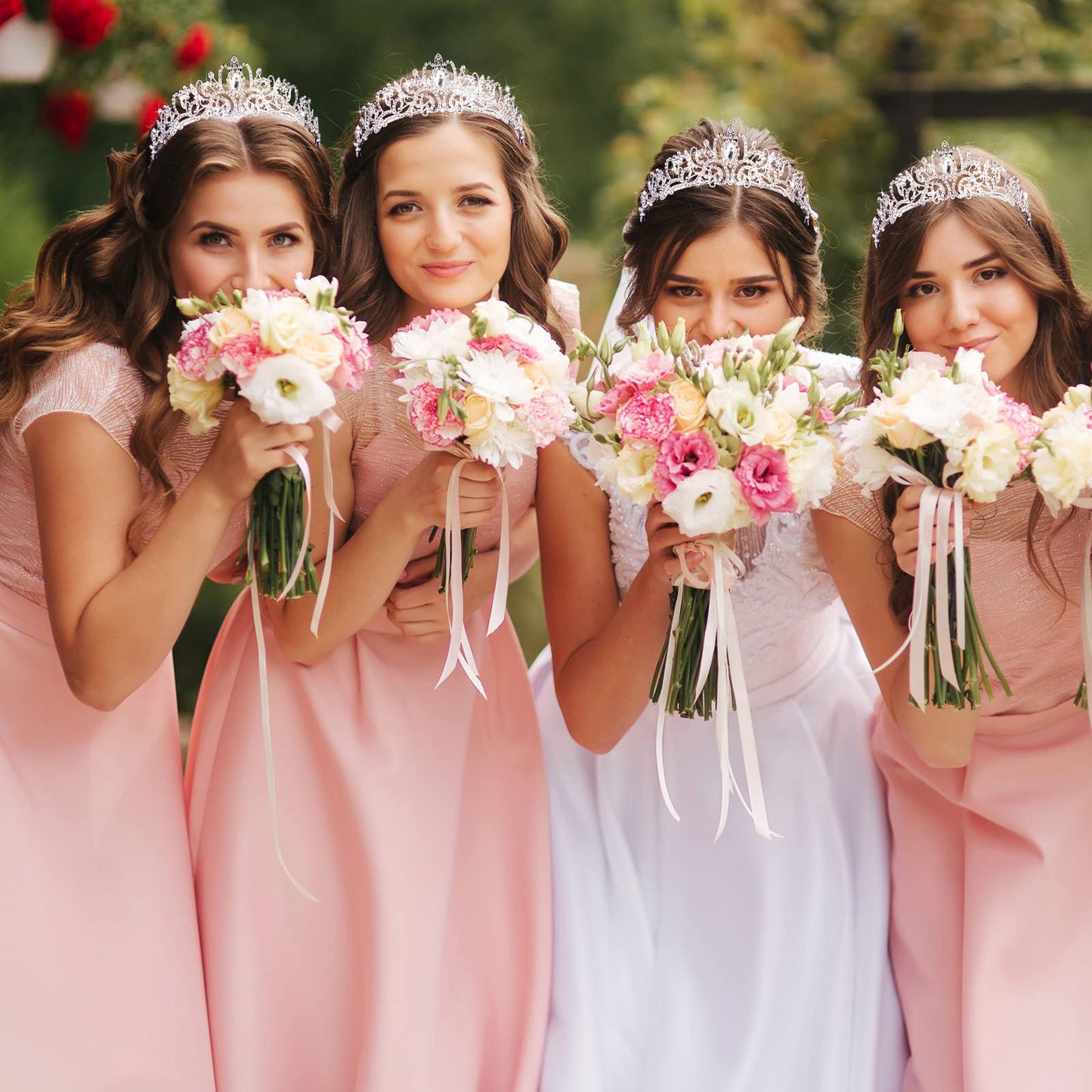 BBTO 10 Pcs Crystal Tiaras and Crowns for Women, Rhinestone Princess Crowns with Combs Birthday Queen Tiaras for Graduation Prom, Wedding, Bachelorette Party, Pageant Hair Accessories(Silver)