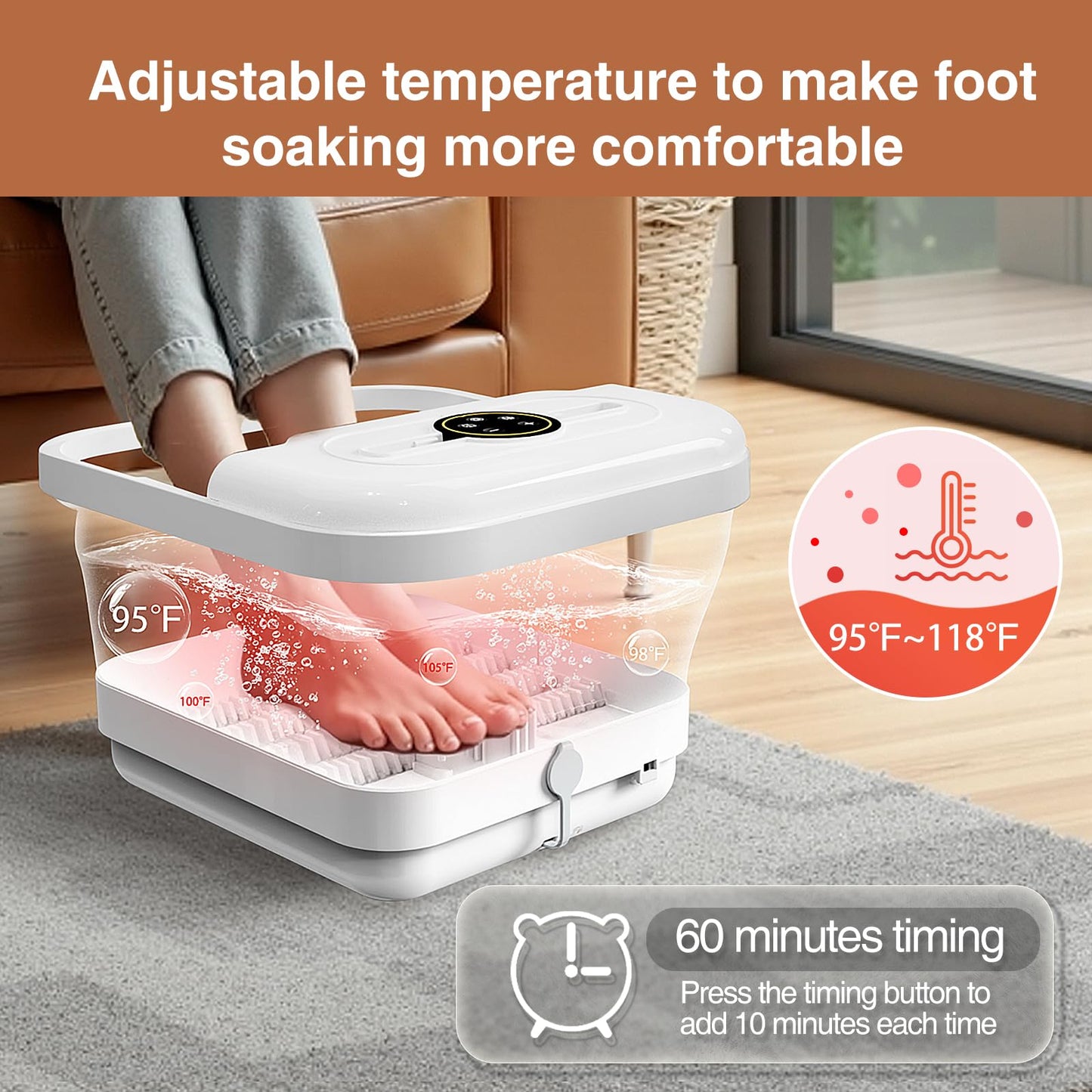ZhanHao Pedicure Foot Spa, Foot Spa Bath Massager with Heat, Collapsible Bath Soak Tub, Portable for Any Casual Scene to Help You Relax