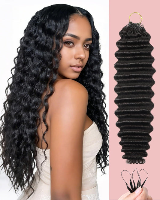 12A Human Crochet Hair for Boho Braids 3 Bundles 14 Inch 100g Deep Wave Braiding Hair for Bohemian Knotless Braids 100% Unprocessed Brazilian Virgin Miracle Knots Crochet Hair Natural Color