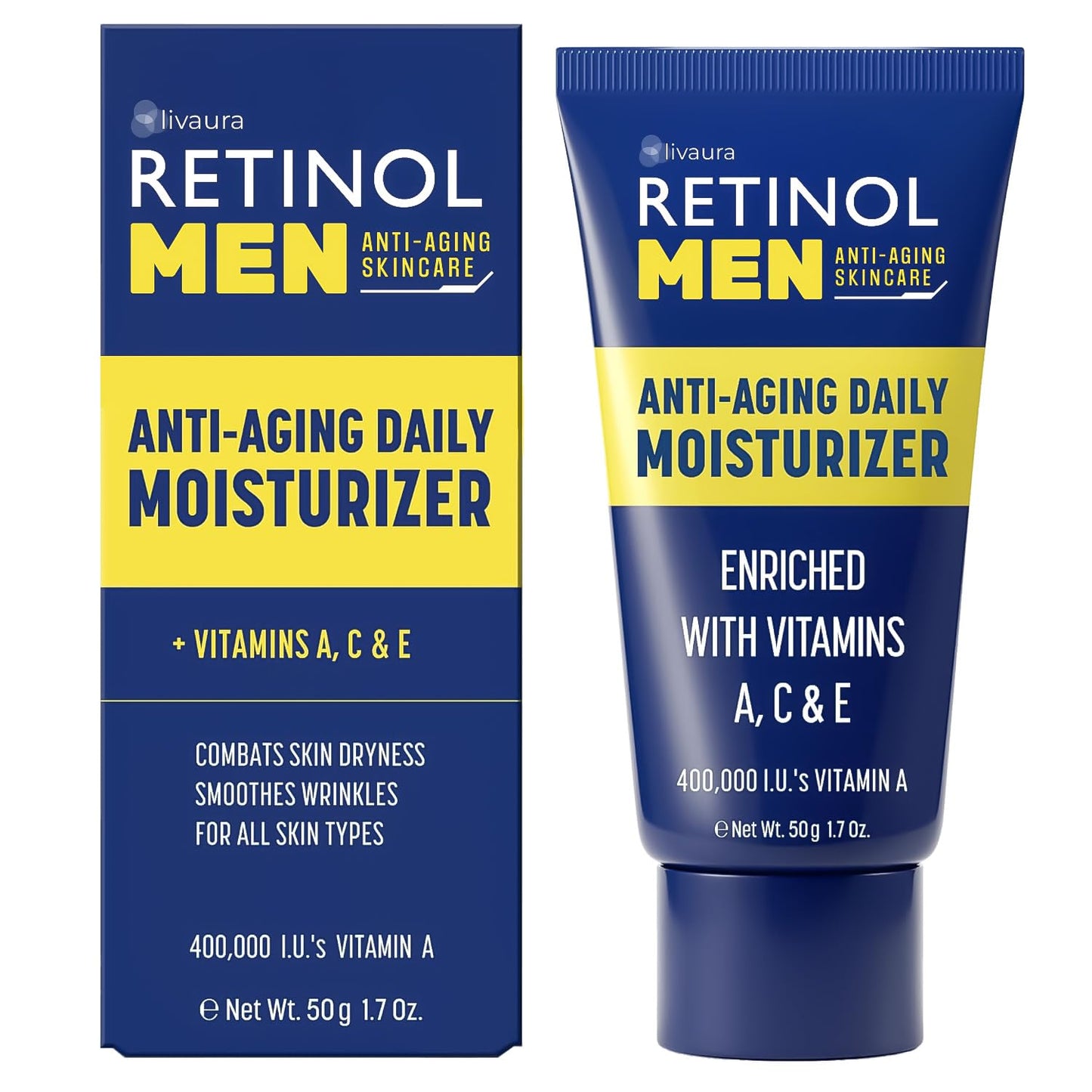 LIVAURA Retinol Men’s Face Moisturizer – Hydrating Face Cream & Faces Lotion for Men, Anti Aging Moisturizers for Dry Skin, Lightweight Facial Moisturizer for Daily Skin Care, Sensitive Skins