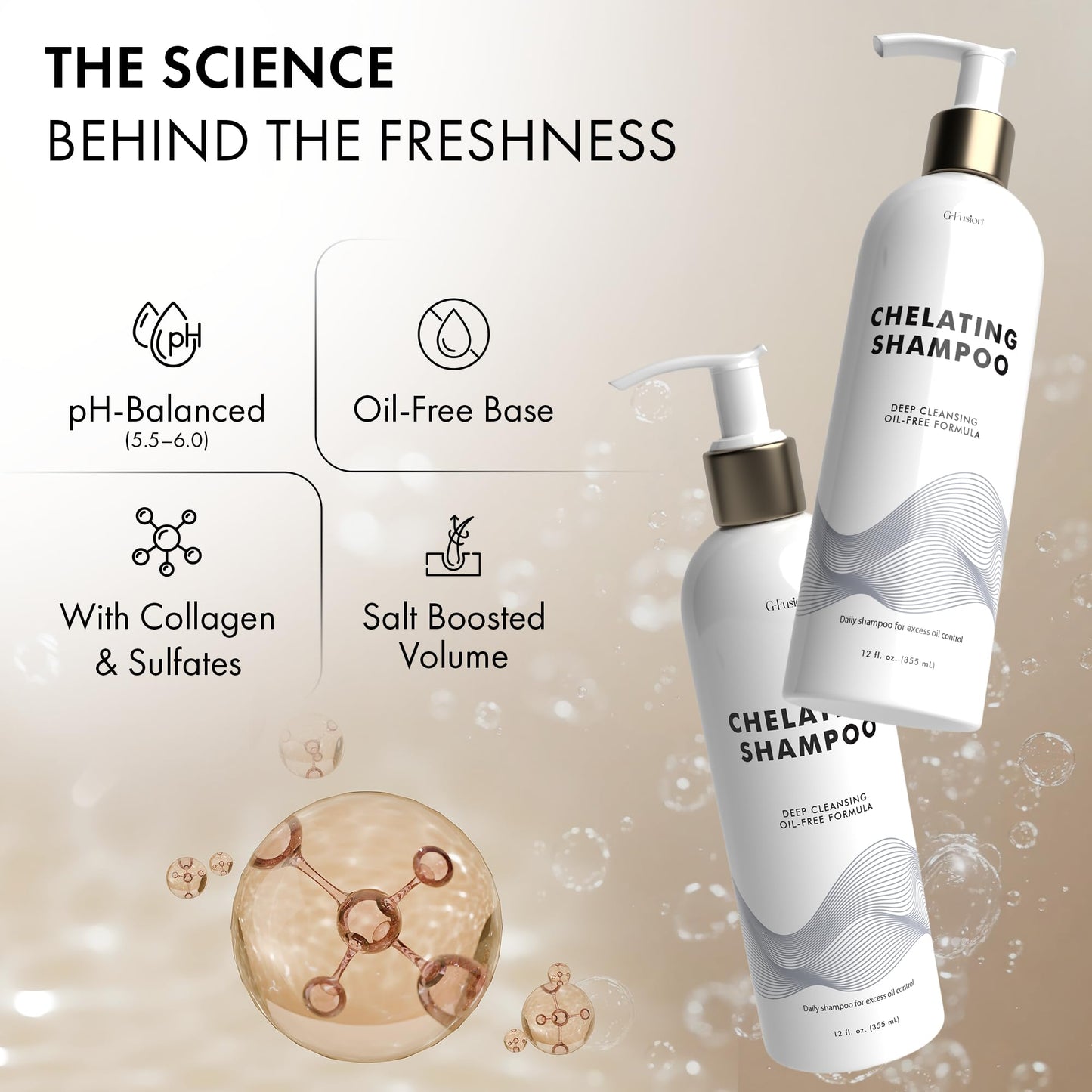 Chelating Shampoo – For Oily Hair & Oily Scalp -Deep Cleansing Clarifying Shampoo- Removes Hard Water Buildup, Chlorine & Residue-Nourishes-No Silicones, No Parabens, Fresh Volume. 12 Fl Oz ( 355 ML)
