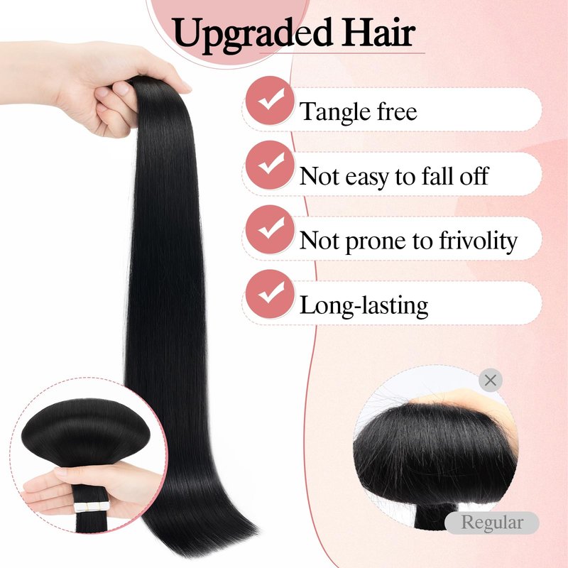 SEGO Double-Stitched Tape in Hair Extensions Human Hair Invisible Tape in Hair Extensions Long Straight Tape Hair Extensions for Women,18 inch,#60 Platinum Blonde,10pcs 25g